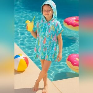 Lilly Pulitzer Girls Terry Lyra Hooded Swim Cover Up Beach Bae Size XL 12-14